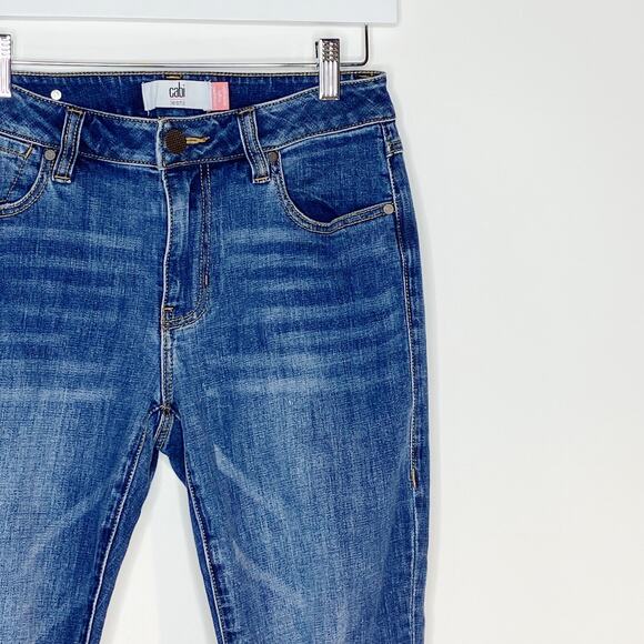 CAbi 5495 Womens Cropped High Straight Jeans Distressed Raw Hem Stretch Size 4 - Picture 3 of 9